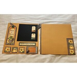 Handmade (2) 12"x12" Premade Scrapbook Pages Layout Fall Harvest Autumn Pumpkin